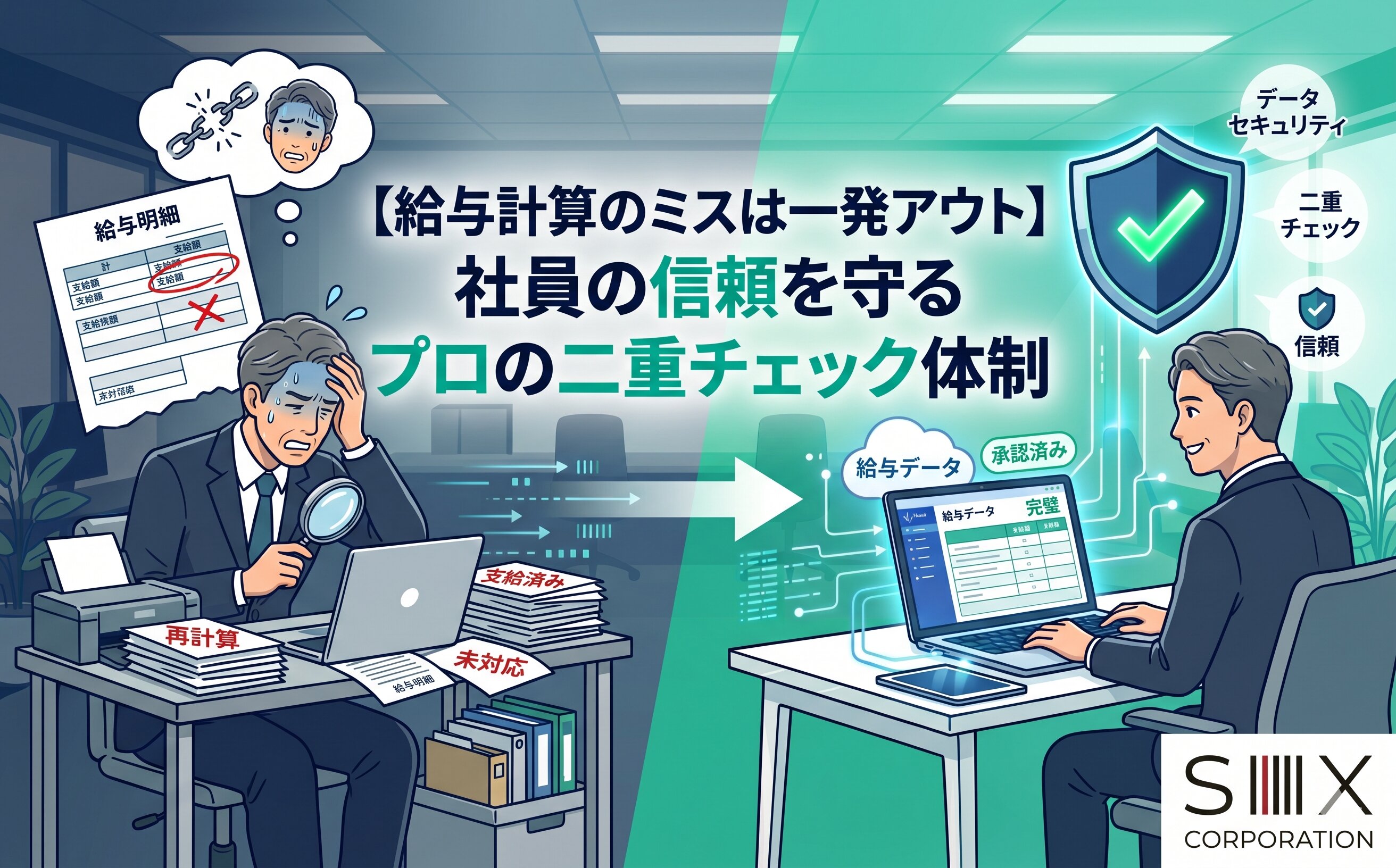 給与計算のミスは一発アウト。社員の信頼を失う前に導入すべき「プロの二重チェック」体制
