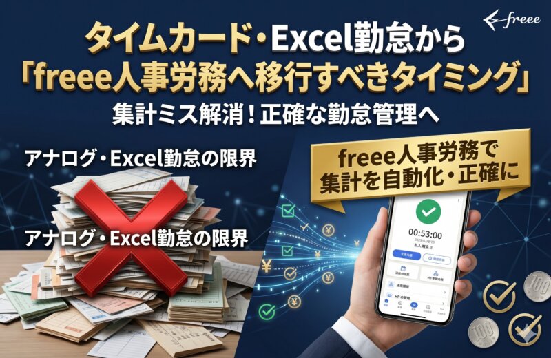 タイムカードの集計ミスが頻発？Excel勤怠から「freee人事労務」へ移行すべきタイミング
