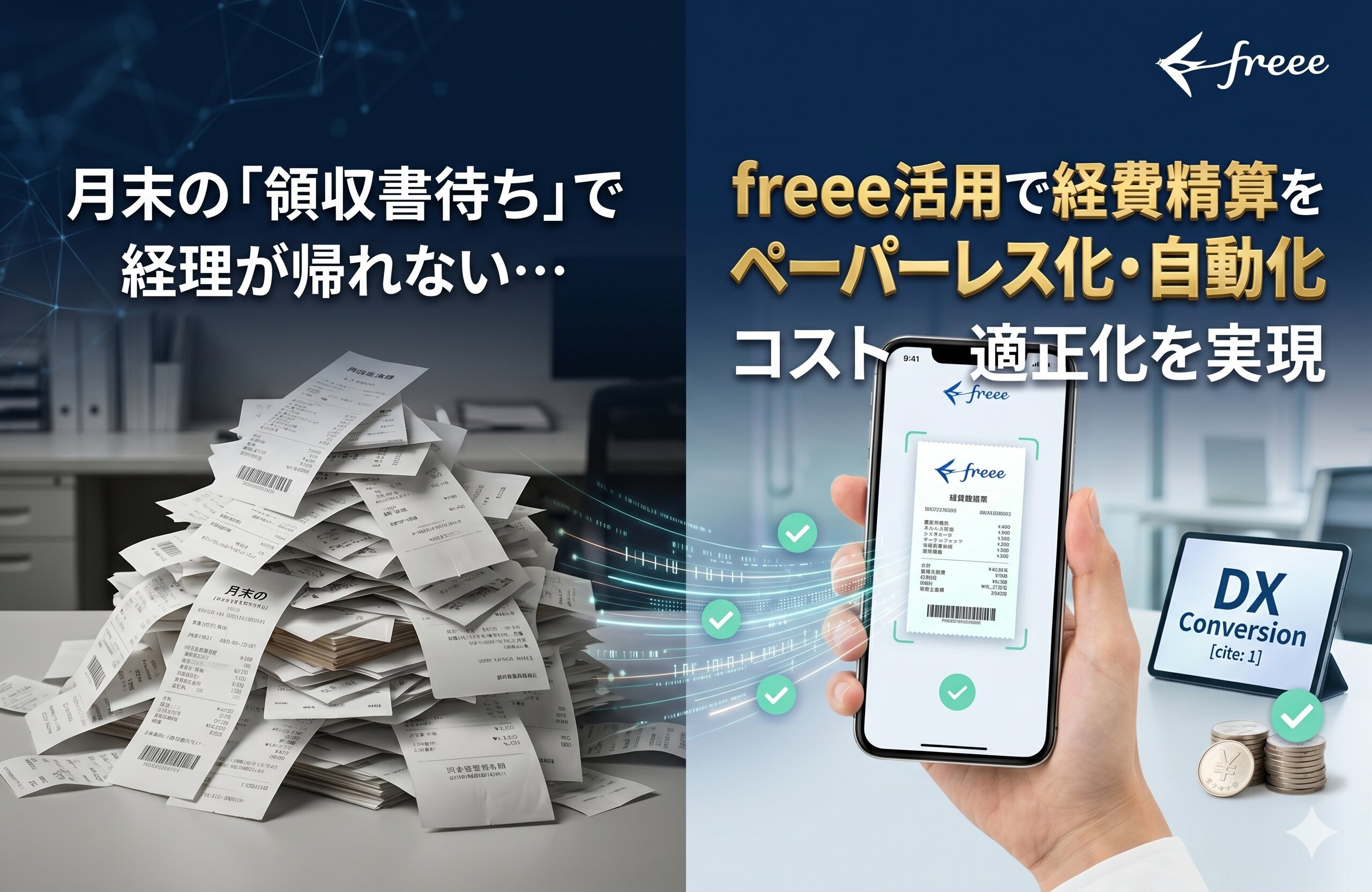 月末の「領収書待ち」で経理が帰れない…。freee活用で経費精算をペーパーレス化・自動化する方法